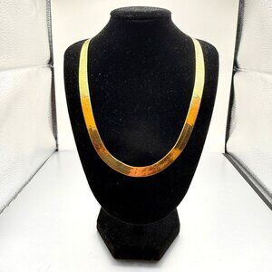 925 Sterling Silver Gold Tone Herringbone Necklace Flat Snake Chain 19g